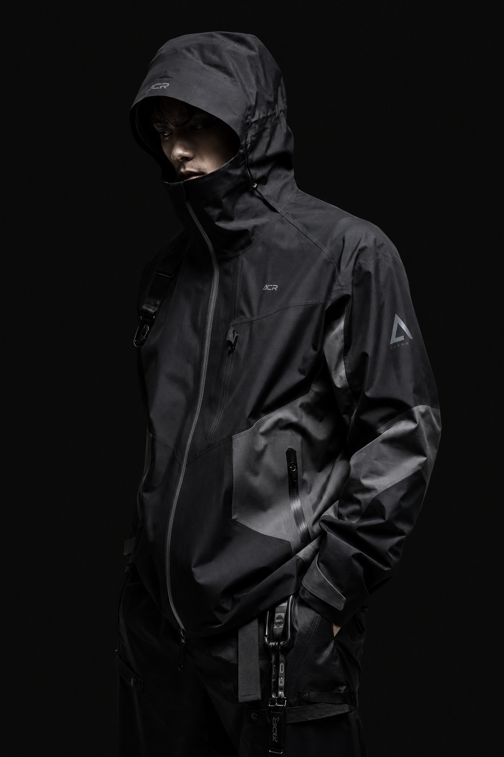 Technical outerwear editorial with utility details